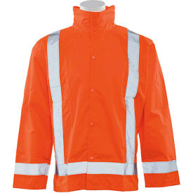 Erb Industries Inc 63011 ERB® S373D ANSI Class 3 Lightweight Oversized Raincoat Hi Vis Orange, MD-LG, 63011 image.