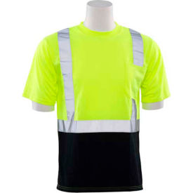 Erb Industries Inc 63307 ERB™ 63307, 9604S Aware Wear Hi-Vis Short Sleeve T-Shirt, Class 2, Hi-Vis Lime/Black, M image.