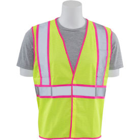 Erb Industries Inc 63323 ERB®  S730 Unisex Vest, Hi-Viz Lime & Pink Trim, L, 63323 image.