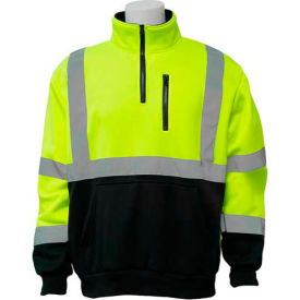 Erb Industries Inc 63870 ERB™ 63870, W379 Aware Wear Hi-Vis 1/4 Zipper Sweatshirt , Class 3, Hi-Vis Lime/Black, M image.