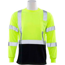 Erb Industries Inc 64034 ERB™ 64034, 9804S Aware Wear Hi-Vis Long Sleeve T-Shirt, Class 3, Hi-Vis Lime/Black, M image.