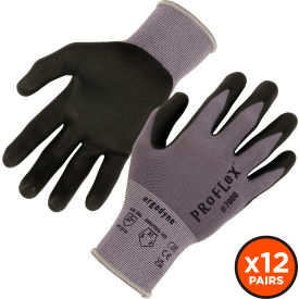 Ergodyne 10363 Ergodyne® ProFlex® 7000 Nitrile Coated Gloves w/ Microfoam Palm, Medium, Gray, 12 Pairs image.