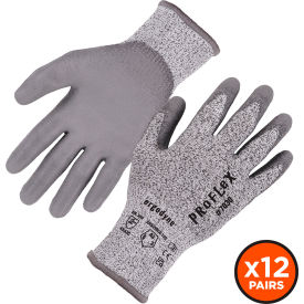 Ergodyne 10452 Ergodyne® Proflex 7030 Cut Resistant Gloves, Polyurethane Coated, ANSI A3, S, Gray, 12 Pairs image.