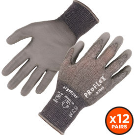 Ergodyne 10482 Ergodyne® Proflex 7044 Cut Resistant Gloves, Polyurethane Coated, ANSI A4, S, Gray, 12 Pairs image.