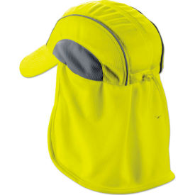 Ergodyne Chill-Its 6650 High Performance Hat W/ Neck Shade, Lime, One Size - Pkg Qty 6