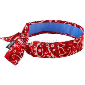 Ergodyne Chill-Its Evap. Cooling Bandana w/ Built-In Cooling Towel, Tie, Red Western, 12563