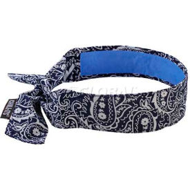 Ergodyne Chill-Its Evap. Cooling Bandana w/ Built-In Cooling Towel, Tie, Navy Western, 12564