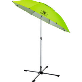 7-1/2' Lightweight Work Umbrella Stand Kit, Silver Pole, Lime view 2