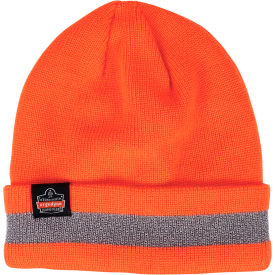 Ergodyne 16865 Ergodyne® N-Ferno® 6803 Rib Knit Reflective Winter Hat, Cuffed, One Size, Orange image.