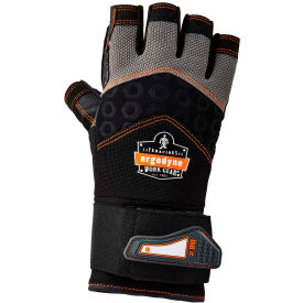 Ergodyne 17714 Ergodyne® ProFlex® 910 Half-Finger Impact Gloves, w/ Wrist Support, Black, L, 17714 image.