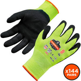 Ergodyne 17862 Ergodyne® Proflex 7021 Hi-Vis Cut Resistant Gloves, Nitrile Coated, ANSI A2, S, Lime, 144 Pairs image.
