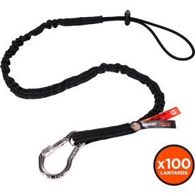 Ergodyne 19204 Ergodyne® Squids® 3100 Standard Lanyard w/ Carabiner & Cinch Loop, Black, Pack of 100 image.