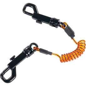 Squids̶ 3152 Coil Lanyard with Dual Swivel Hooks, S, Orange/Black, Pack of 3 view 2