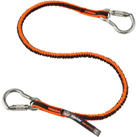 Ergodyne 19823 Ergodyne® Squids® 3111F(x) Lanyard w/ Dual SS Carabiner, 15 lb. Capacity, Orange/Gray image.