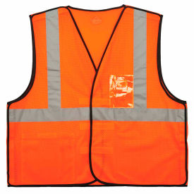 Ergodyne 21089 Ergodyne® GloWear® 8216BA Breakaway Mesh Vest w/ ID Holder, Class 2, 4XL/5XL, Orange image.