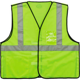 Ergodyne 21093 Ergodyne® GloWear® 8216BA Breakaway Mesh Vest w/ ID Holder, Class 2, S/M, Lime image.