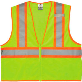 Ergodyne 21291 Ergodyne® GloWear® 8229Z Economy Two Tone Vest, Zipper, Class 2, XS, Lime image.