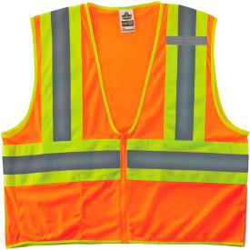 Ergodyne 21301 Ergodyne® GloWear® 8229Z Economy Two Tone Vest, Zipper, Class 2, XS, Orange image.