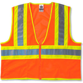 Ergodyne 21307 Ergodyne® GloWear® 8229Z Class 2 Economy Two-Tone Vest, Orange, 2XL/3XL image.