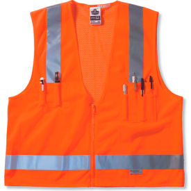 Ergodyne 21417 Ergodyne® GloWear® 8250Z Class 2 Surveyors Vest, Orange, 2XL/3XL image.
