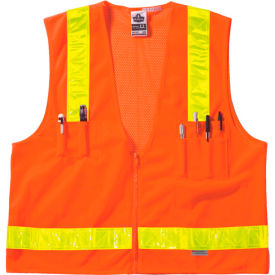 Ergodyne 21439 Ergodyne® GloWear® 8250ZHG Class 2 Hi-Gloss Surveyors Vest, Orange, 4XL/5XL image.