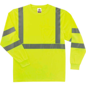 Ergodyne 21702 Ergodyne® GloWear® 8391 Class 3 Long Sleeve T-Shirt, Lime, S image.