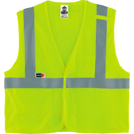 Ergodyne GloWear 8263FRHL Hi-Vis FR Safety Vest Class 2 Mesh Hook/Loop Economy L/XL Lime