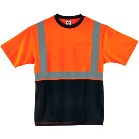 Ergodyne 22512 Ergodyne® GloWear® 8289BK Hi-Vis T-Shirt, Black Bottom, Class 2, S, Orange image.