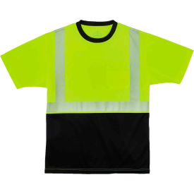 Ergodyne 22532 Ergodyne® GloWear® 8280BK Hi-Vis Performance T-Shirt, Black Bottom, Class 2, S, Lime image.