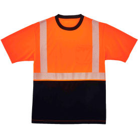 Ergodyne 22582 Ergodyne® GloWear® 8280BK Hi-Vis Performance T-Shirt, Black Bottom, Class 2, S, Orange image.