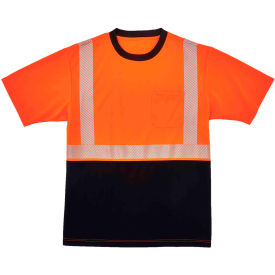 Ergodyne 22589 Ergodyne® GloWear® 8280BK Hi-Vis Performance T-Shirt, Black Bottom, Class 2, 5XL, Orange image.