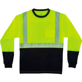 Ergodyne 22632 Ergodyne® GloWear® 8281BK Hi-Vis Performance Long Sleeve T-Shirt, Type R, Class 2, S, Lime image.