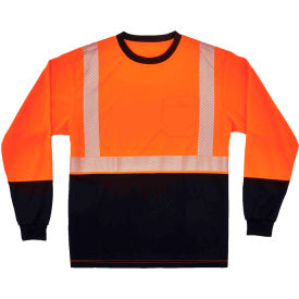 Ergodyne 22682 Ergodyne® GloWear 8281BK Hi-Vis Performance Long Sleeve T-Shirt, Type R, Class 2, S, Orange image.