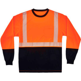 Ergodyne 22686 Ergodyne® GloWear 8281BK Hi-Vis Performance Long Sleeve T-Shirt, Type R, Class 2, 2XL, Orange image.