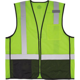 Ergodyne 23013 Ergodyne® GloWear® 8210Z-BK Hi-Vis Safety Vest, ANSI Class 2, S/M, Lime image.