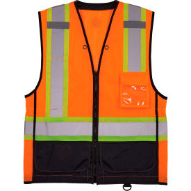 Ergodyne 23043 Ergodyne® GloWear® 8251HDZ-BK Two Tone Hi-Vis Safety Vest, ANSI Class 2, S/M, Orange image.