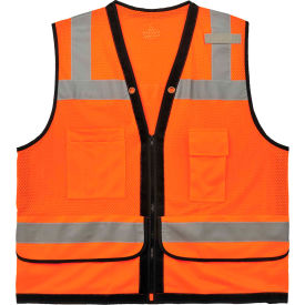 Ergodyne 23313 Ergodyne® GloWear® 8253HDZ Heavy Duty Mesh Surveyors Vest, Class 2, S/M, Orange image.