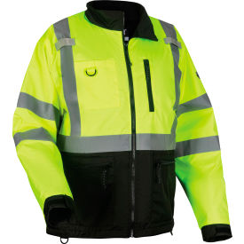 Ergodyne High Visibility Windbreaker Water Resistant Jacket, Type R Class 3, Lime, Small