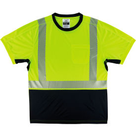 Ergodyne 23502 Ergodyne GloWear 8283BK Lightweight Performance Hi-Vis T-Shirt, Class 2, Black Bottom, S, Lime image.