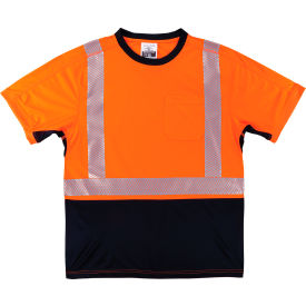 Ergodyne 23512 Ergodyne GloWear 8283BK Lightweight Performance Hi-Vis T-Shirt, Class 2, Black Bottom, S, Orange image.