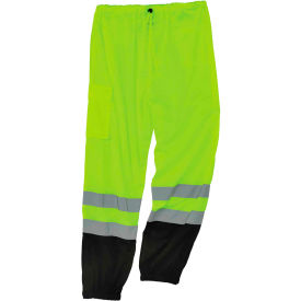 Ergodyne 23955 Ergodyne® GloWear® 8910BK Hi-Vis Pants w/ Black Bottom, Class E, Mesh, L/XL, Lime image.