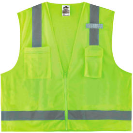 Ergodyne 24021 Ergodyne® GloWear® 8249Z Economy Surveyors Vest, Zipper, Class 2, XS, Lime image.