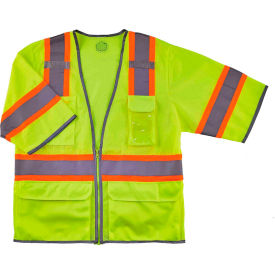 Ergodyne® GloWear® 8346Z Hi-Vis Two Tone Surveyor Vest Zipper Class 3 4XL/5XL Lime