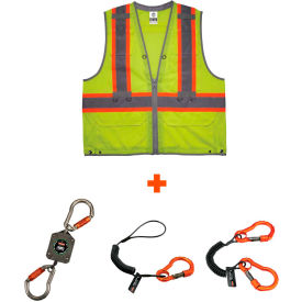 Ergodyne 24183 Ergodyne® GloWear® 8231TVK Hi-Vis Tool Tethering Safety Vest Kit, S/M, Type R, Class 2 image.