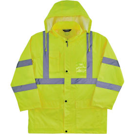 Ergodyne 24335 Ergodyne® 8366 Glowear® Type R Class 3 Lightweight Hi-Vis Rain Jacket, Lime, XL image.