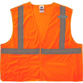 Ergodyne 24551 Ergodyne GloWear 8215BA-S Breakaway Mesh Hi-Vis Safety Vest, Class 2, Economy, XS, Orange image.