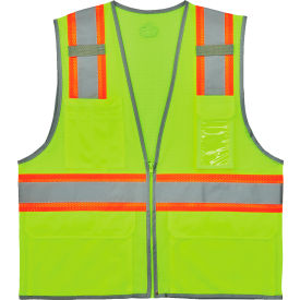 Ergodyne 24562 Ergodyne GloWear 8246Z-S Two-Tone Mesh Hi-Vis Safety Vest, Class 2, Single Size, S, Lime image.