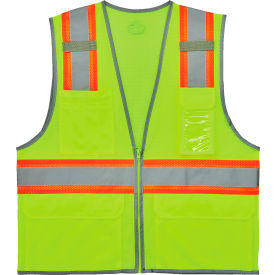 Ergodyne 24563 Ergodyne GloWear 8246Z-S Two-Tone Mesh Hi-Vis Safety Vest, Class 2, Single Size, M, Lime image.