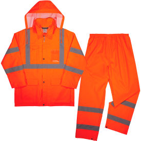 Ergodyne 25333 Ergodyne® GloWear® 8376K Lightweight Hi-Vis Rain Suit Kit, Polyester, Medium, Orange image.