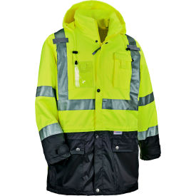 Ergodyne 25375 Ergodyne® GloWear® 8386 Hi-Vis Shell Jacket, XL, Lime image.